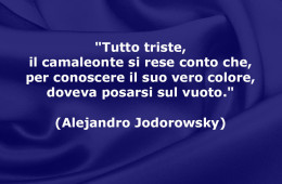 “Tutto triste, il camaleonte si rese conto che, per conoscere il suo vero colore, doveva posarsi sul vuoto.” (Alejandro Jodorowsky)