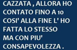 Stavo per fare una cazzata, allora ho contato fino a 10 così alla fine l’ho fatta lo stesso ma con più consapevolezza…