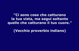 “Ci sono cose che catturano la tua vista, ma segui soltanto quelle che catturano il tuo cuore.” (Vecchio proverbio Indiano)