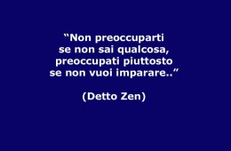 “Non preoccuparti se non sai qualcosa, preoccupati piuttosto se non vuoi imparare.” (Detto Zen)