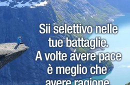 “Sii selettivo nelle tue battaglie. A volte avere pace è meglio che avere ragione.” (Web)