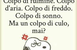 “Nasci. Cresci. Colpo di fulmine. Colpo d’aria. Colpo di freddo. Colpo di sonno. Ma un colpo di culo, mai?”