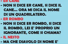 “Mi dica il nome di un animale domestico.” “Er cane.”