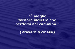 “È meglio tornare indietro che perdersi nel cammino.” (Proverbio cinese)