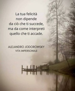 “La tua felicità non dipende da ciò che ti succede, ma da come interpreti quello che ti accade.” (Alejandro Jodorowsky)