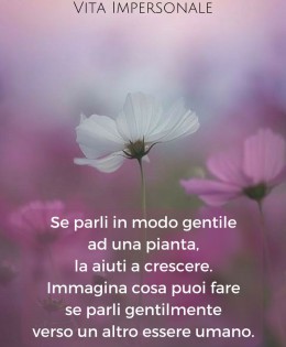 “Se parli in modo gentile ad una pianta, la aiuti a crescere. Immagina cosa puoi fare se parli gentilmente verso un altro essere umano.” (Cit.)